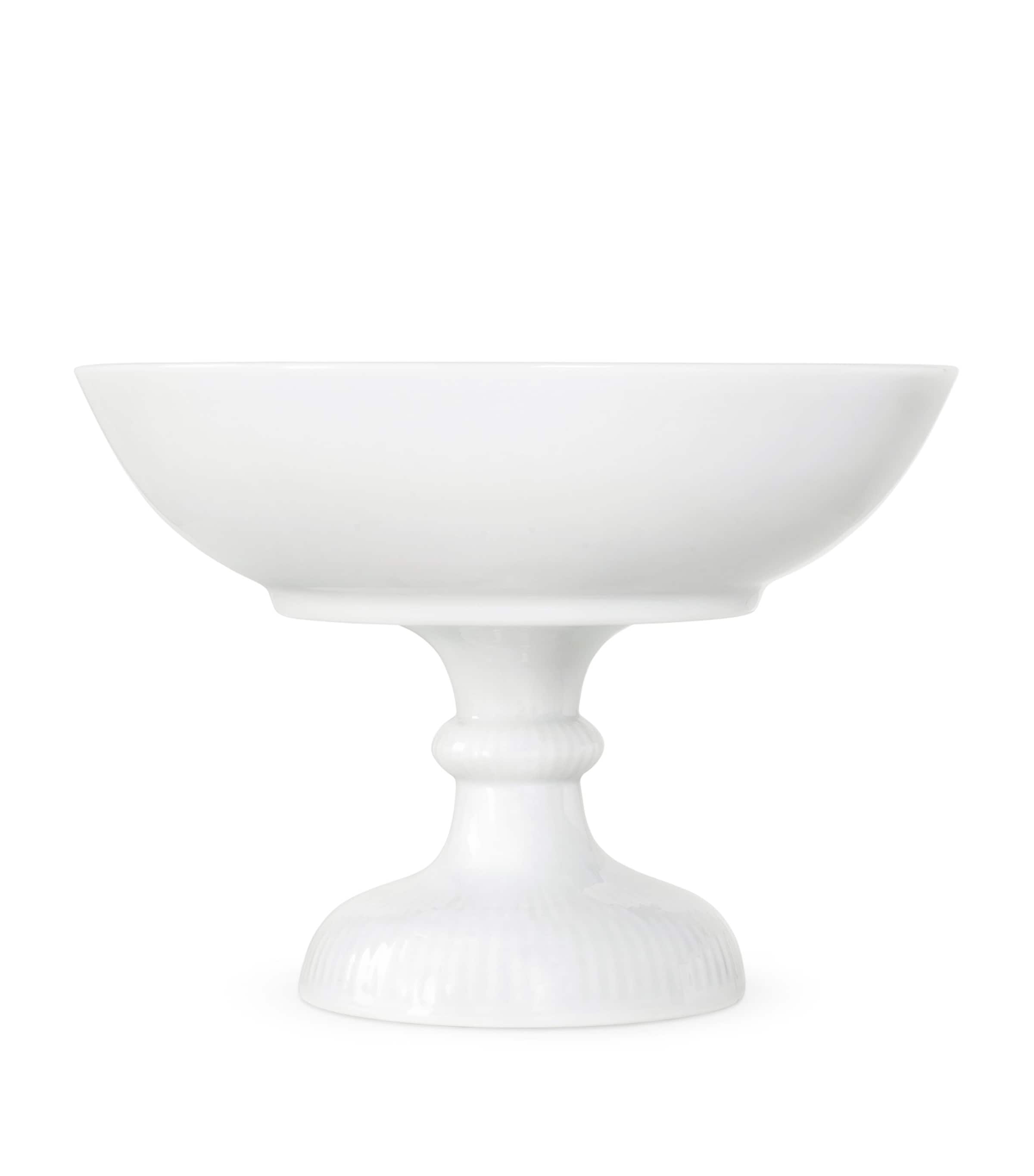 White Fluted Bowl on Foot (21cm)