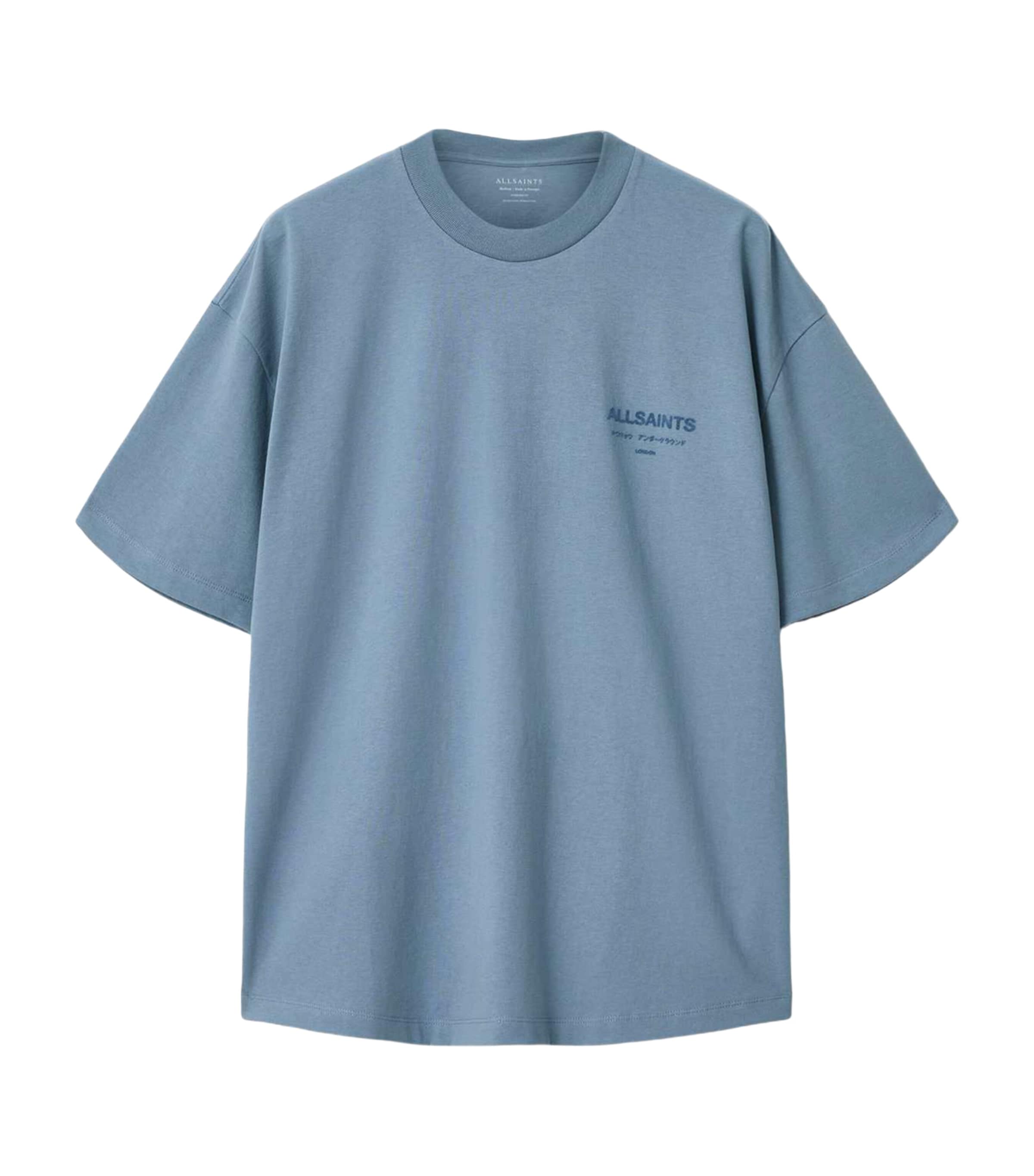 AllSaints Mens Organic Cotton Xander T-Shirt Coastline Blue