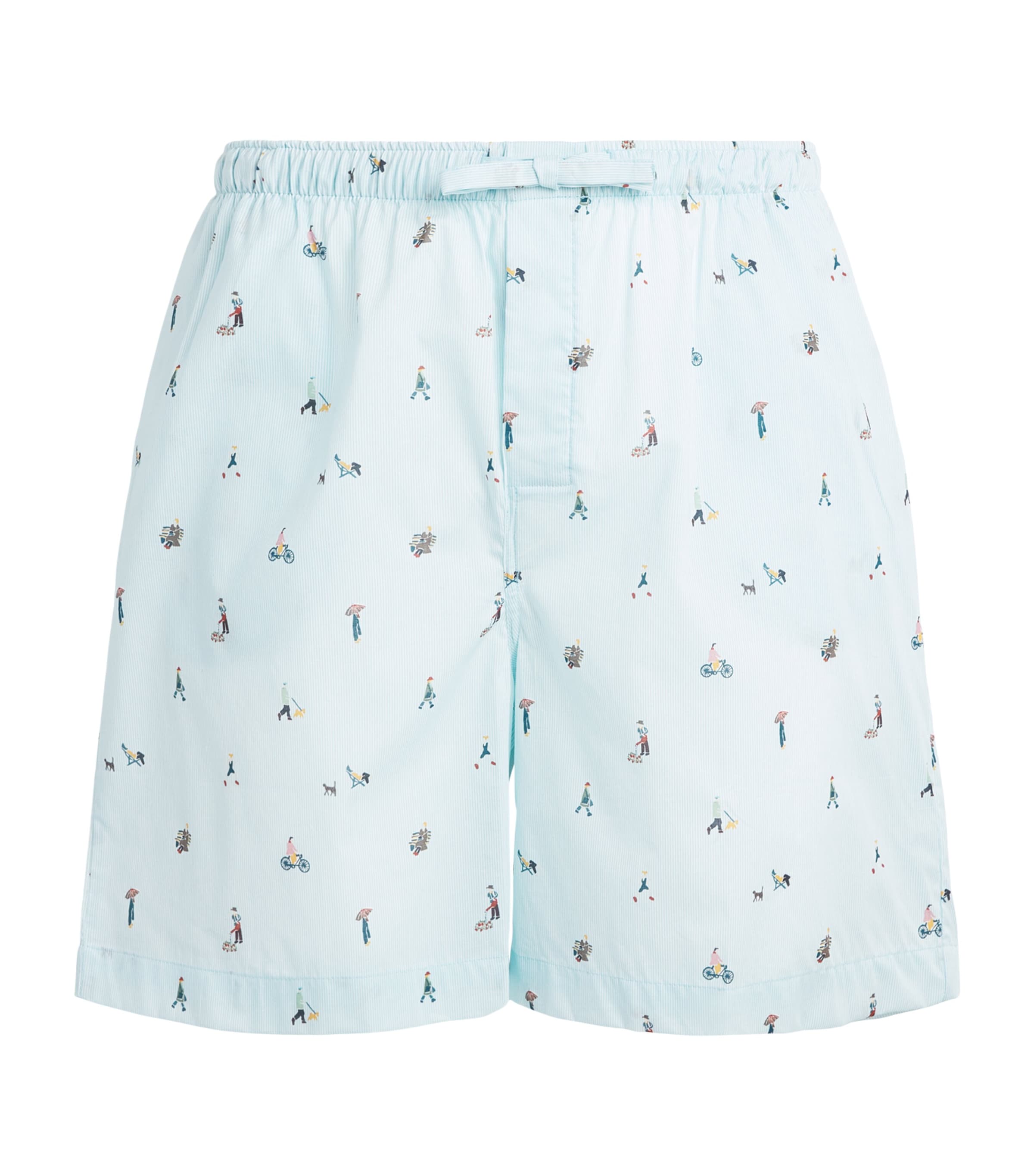 Derek Rose Mens Cotton Printed Ledbury Lounge Shorts Blu