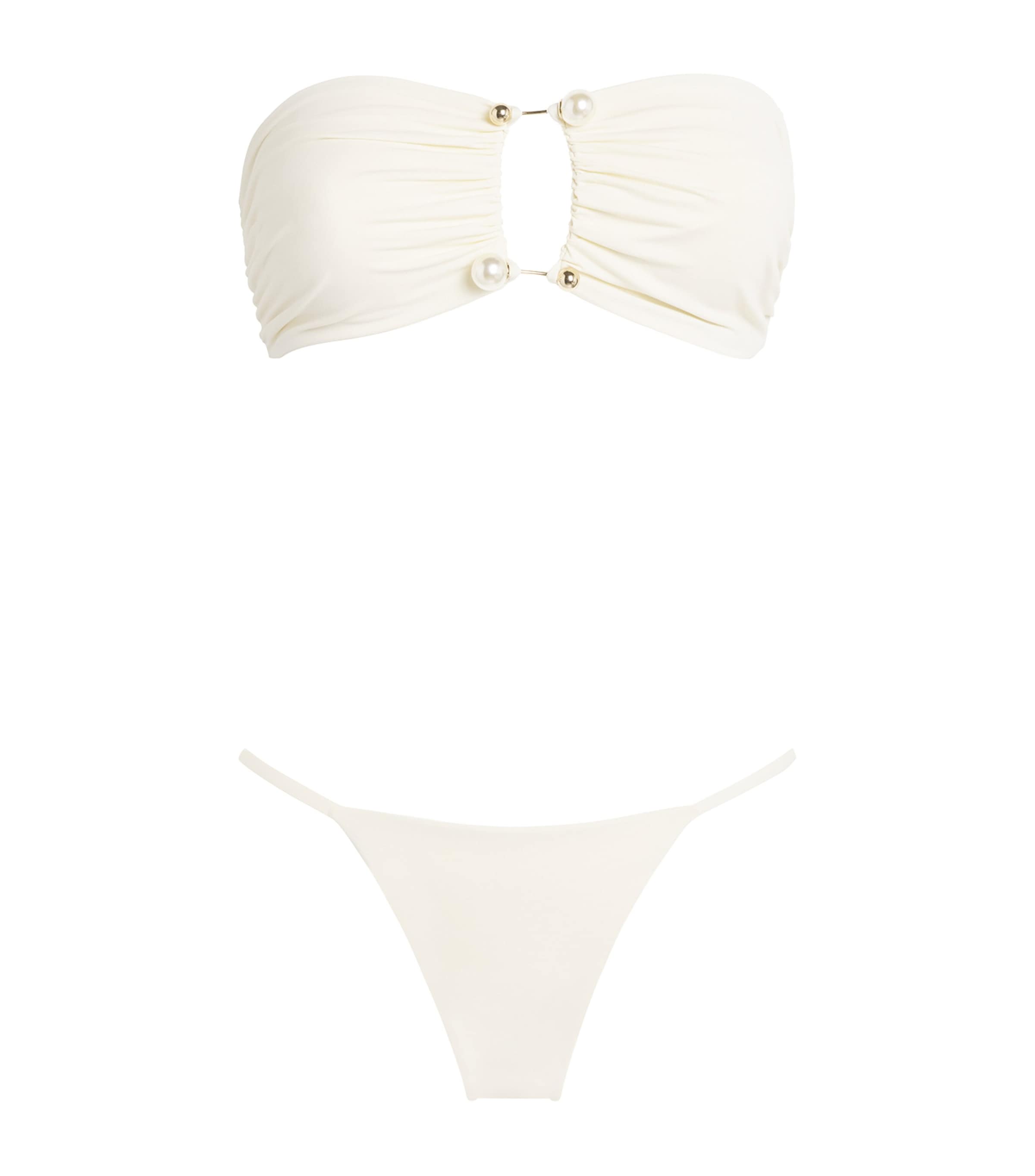 Moré Noir Womens Embellished Sonny Bikini Alabaster Cream