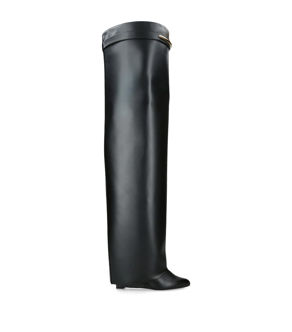 Givenchy Leather Shark Pinch Over-The-Knee Boots 90 Black