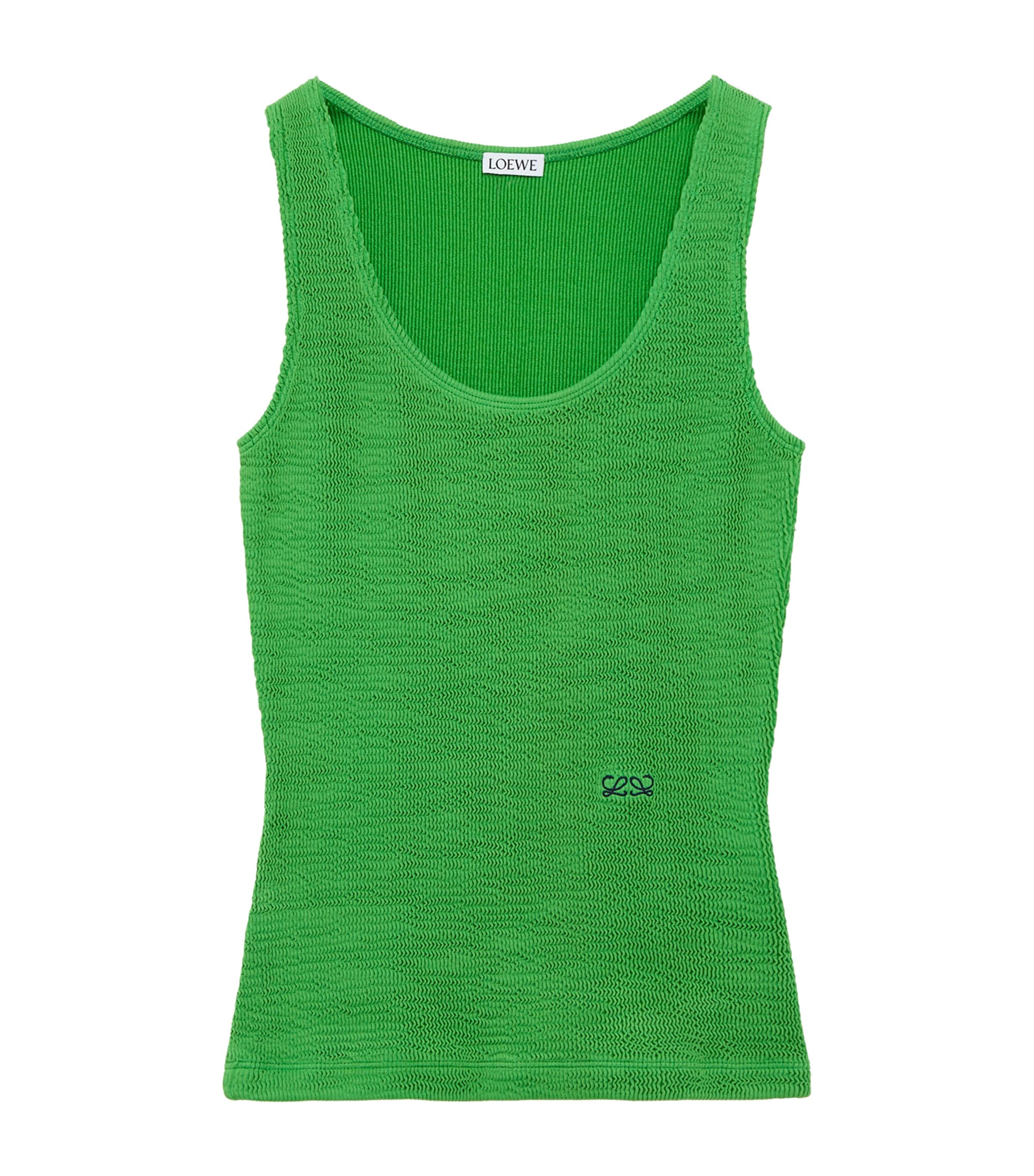 LOEWE Womens Crinkle Tank Top Green
