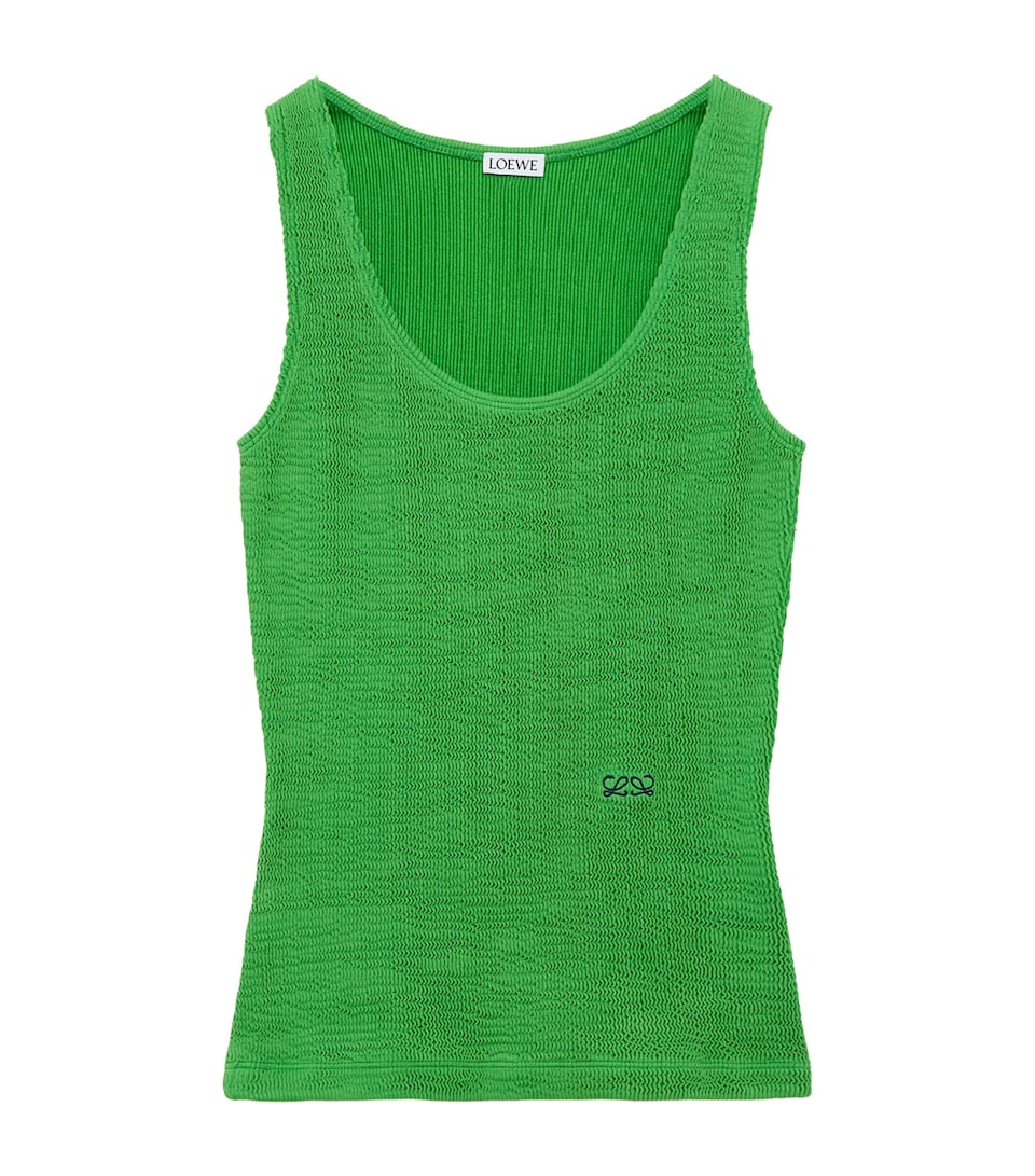 LOEWE Womens Crinkle Tank Top Green