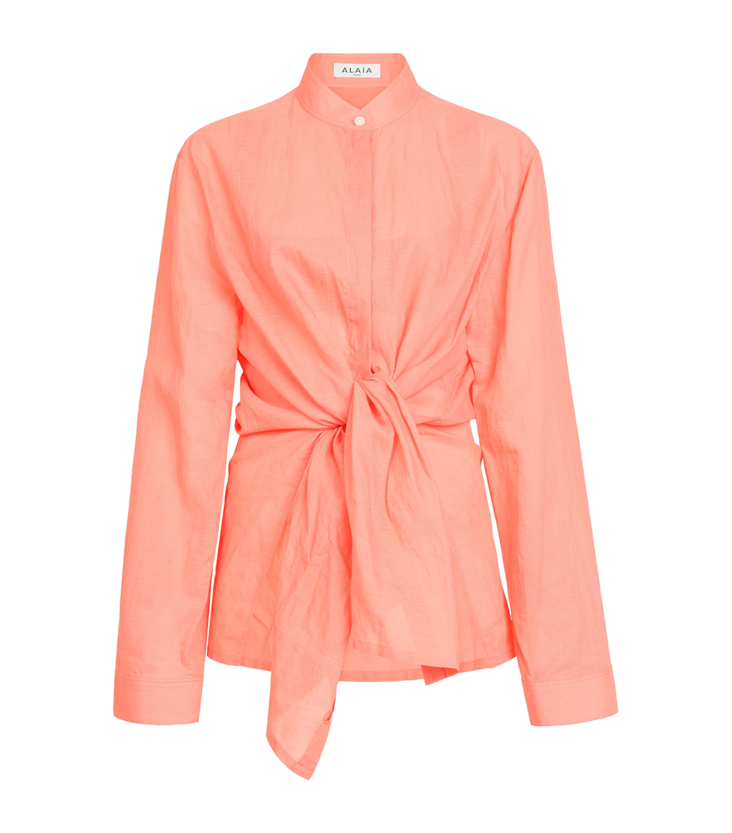 Alaïa Womens Cotton-Linen Tie Detail Shirt Coral