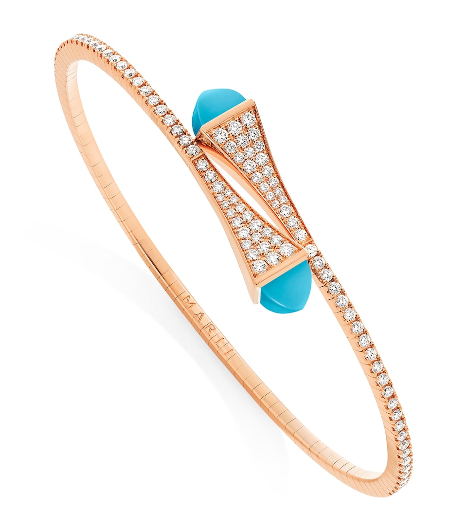 MARLI New York Midi Rose Gold, Diamond and Turquoise Cleo Slip-On Bracelet Rose Gold