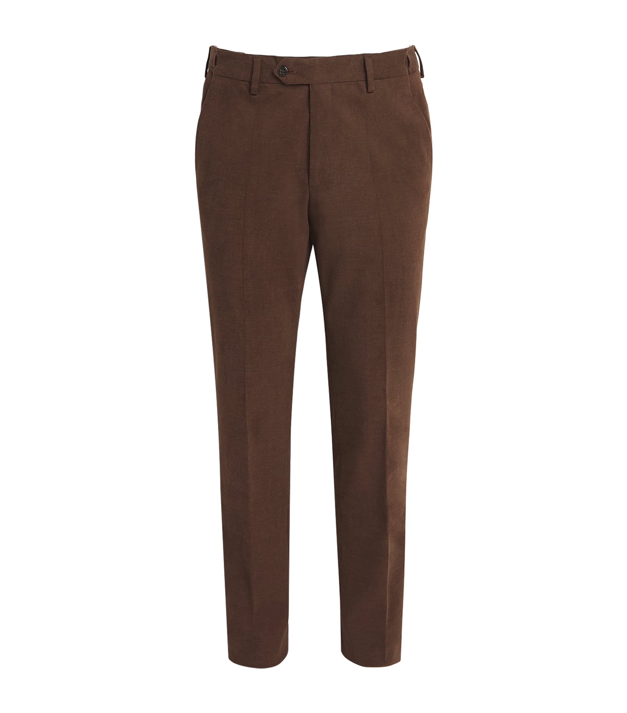 Corneliani Mens Cotton Twill Flat-Front Trousers Burnd Land Brown