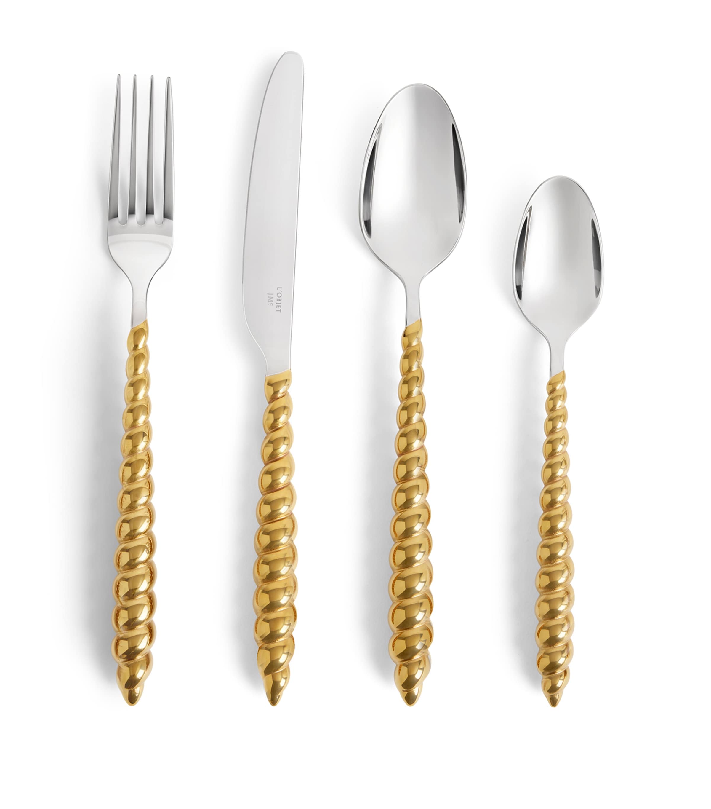 L'Objet x Jessica McCormack Stainless Steel 4-Piece Cutlery Set Gold