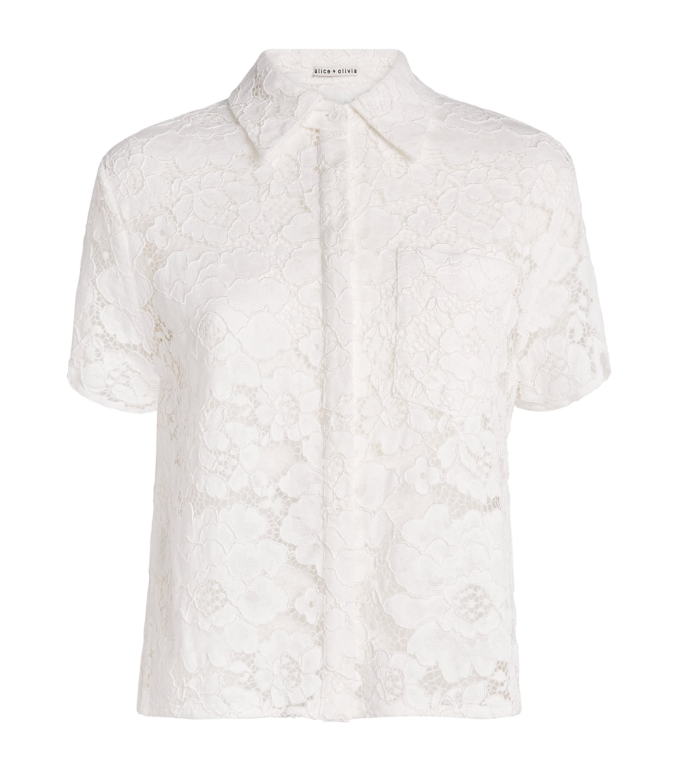 Alice+Olivia Womens Lace Lane Shirt Off White