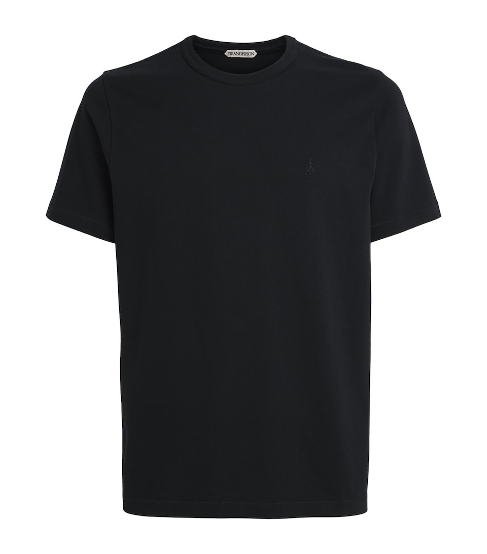 JW Anderson Mens Cotton Embroidered Anchor T-Shirt Black