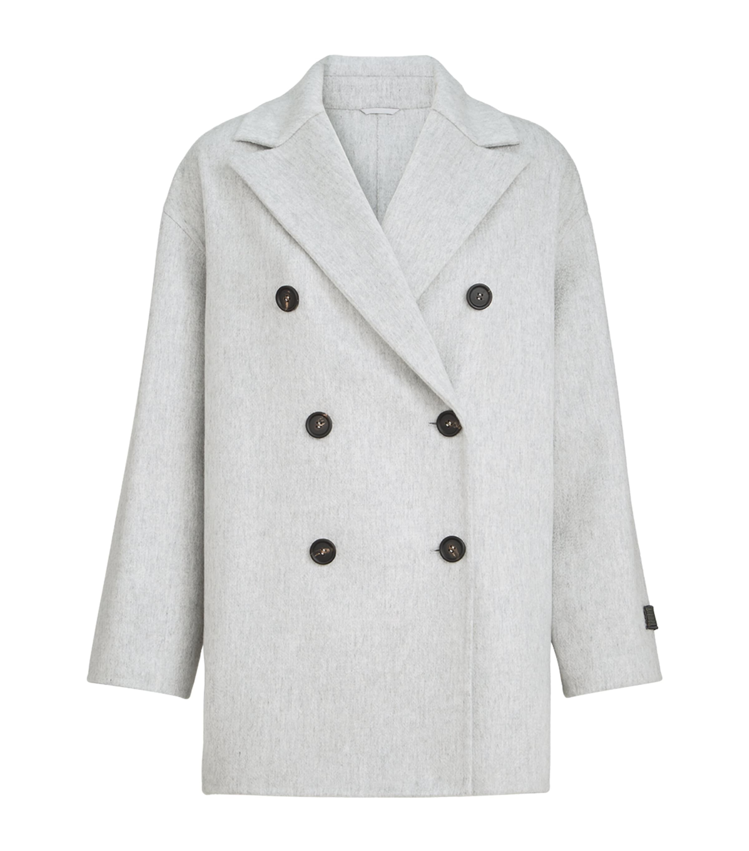 Brunello Cucinelli Womens Cashmere Beaver Pea Coat