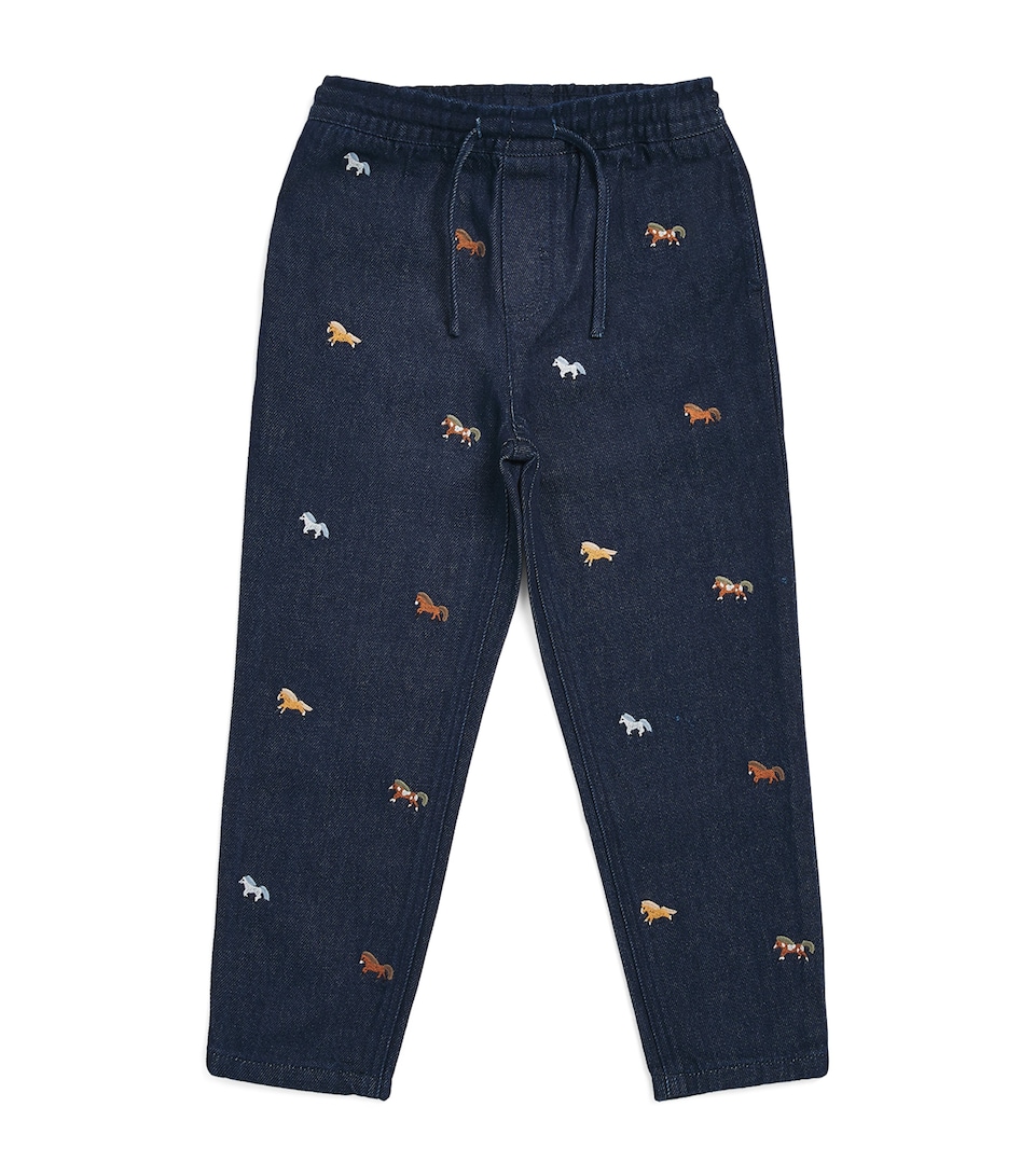 Stella McCartney Kids Embroidered Denim Trousers (5-14 Years) Blu/embro