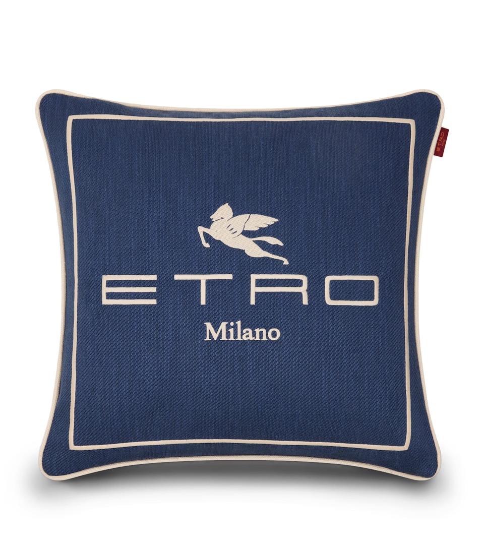Etro Linen Embroidered Emilia Cushion (45cm x 45cm) Blu