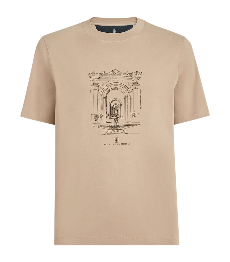 Brunello Cucinelli Mens Cotton Printed T-Shirt