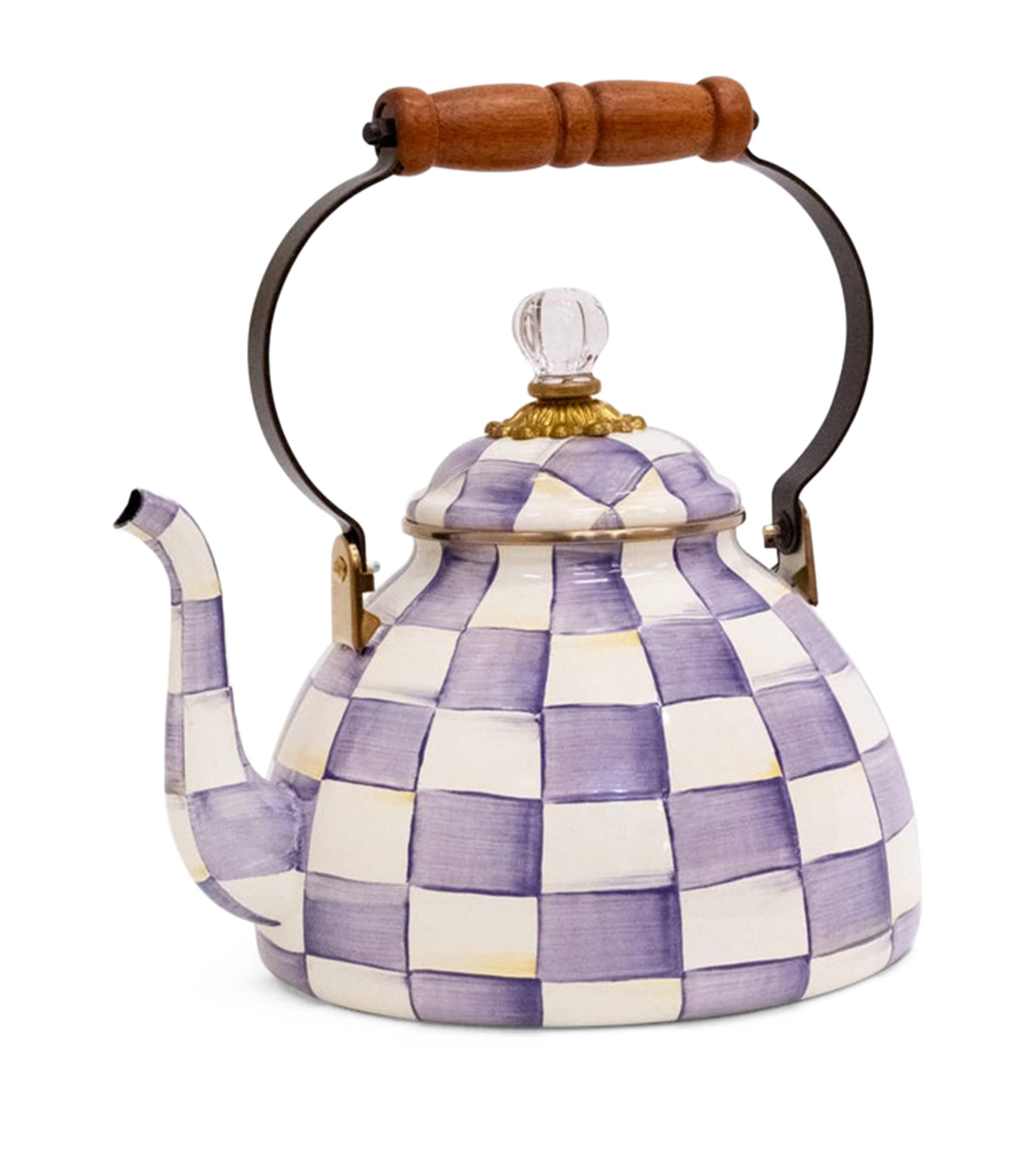 MacKenzie-Childs Violet Check 3-Quart Tea Kettle Violet