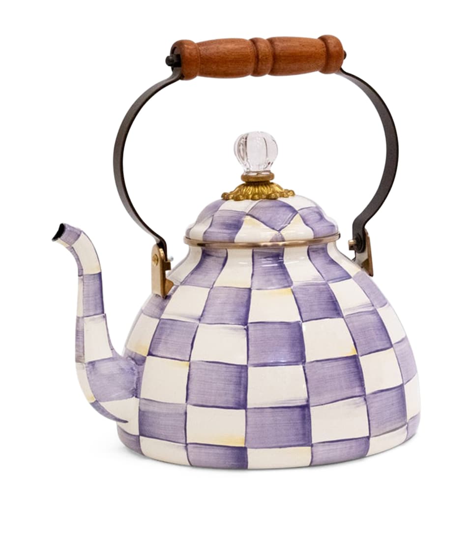 MacKenzie-Childs Violet Check 3-Quart Tea Kettle Violet
