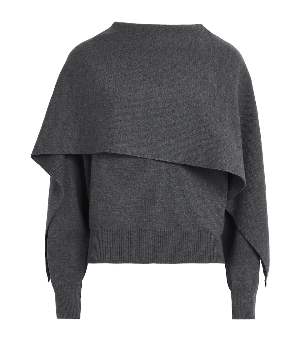 Róhe Womens Wool Cape Sweater Drk Grey Melange