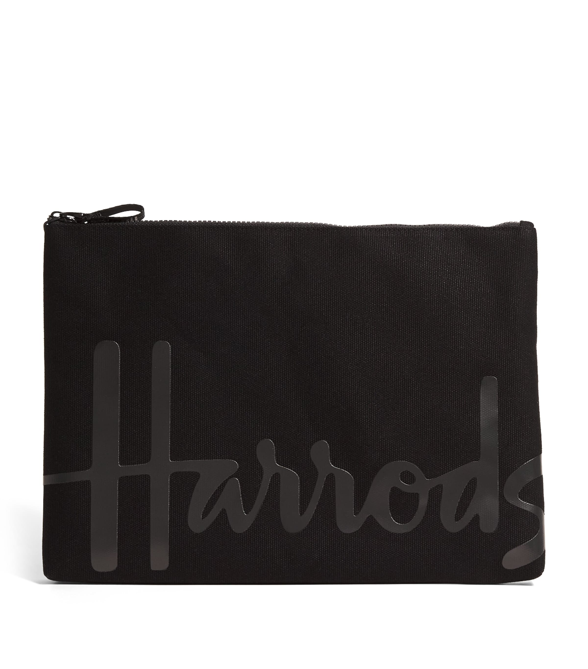 Harrods Large Cotton Logo Pouch Black