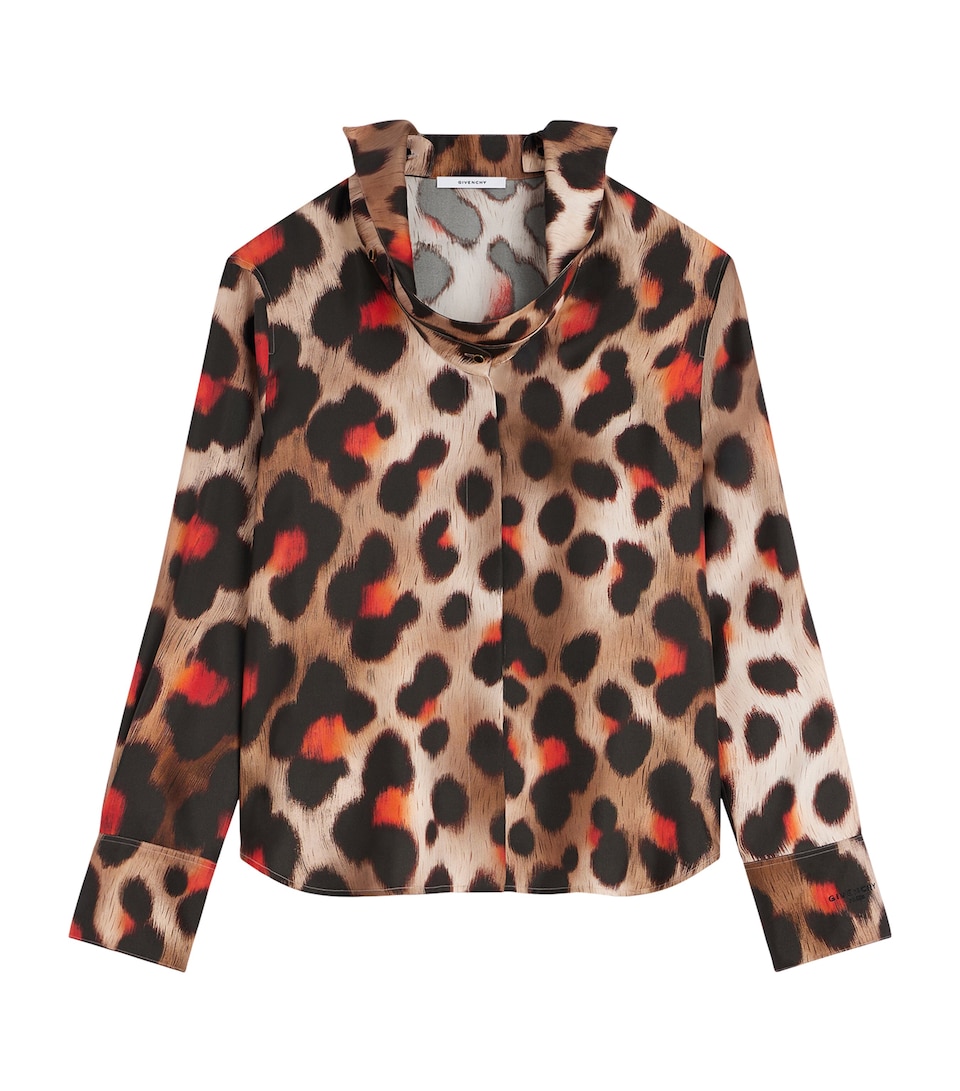 Givenchy Womens Silk Leopard Deconstructed Blouse