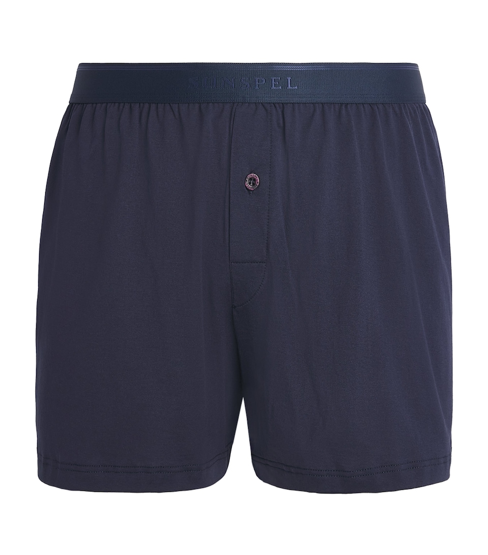 Sunspel Mens Superfine Cotton Boxer Shorts Buaa Navy