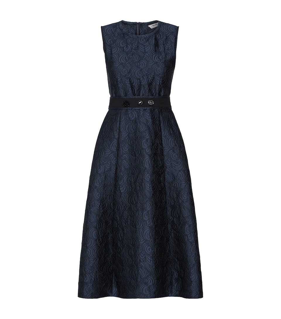 Max Mara Womens Crystal Jacquard Midi Dress Midnightblue
