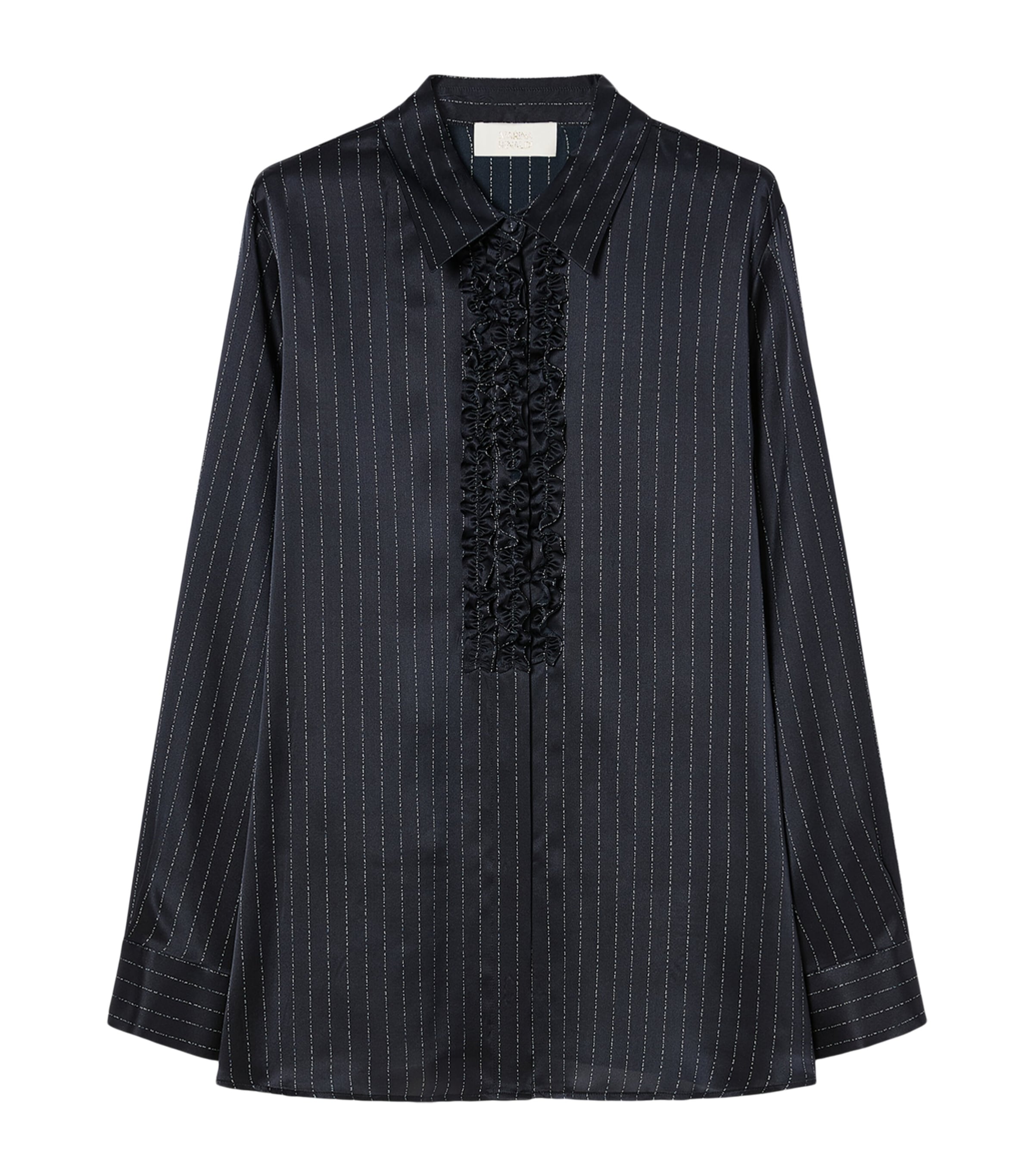 Marina Rinaldi Womens Silk Pinstripe Shirt Midnightblue