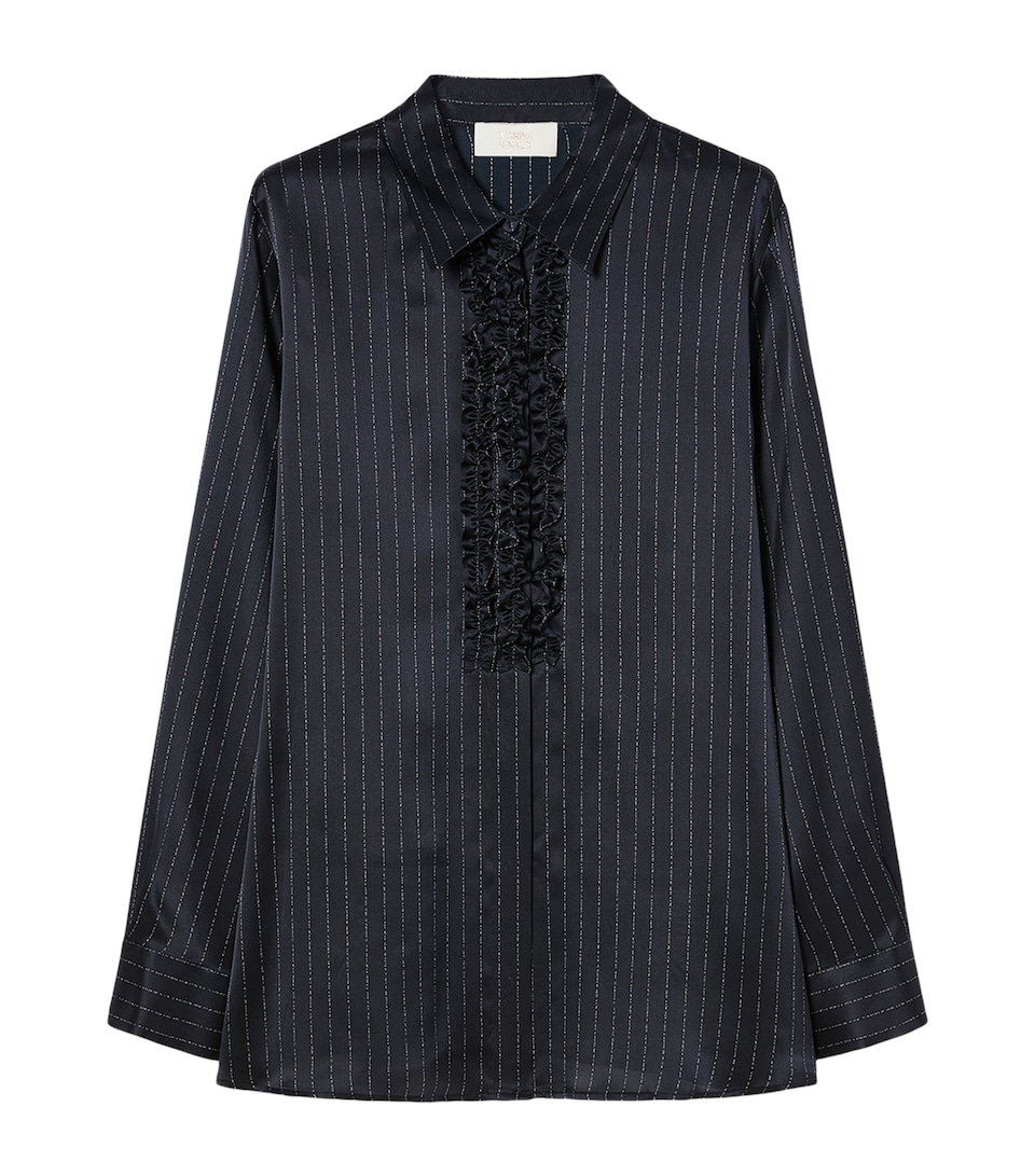 Marina Rinaldi Womens Silk Pinstripe Shirt Midnightblue