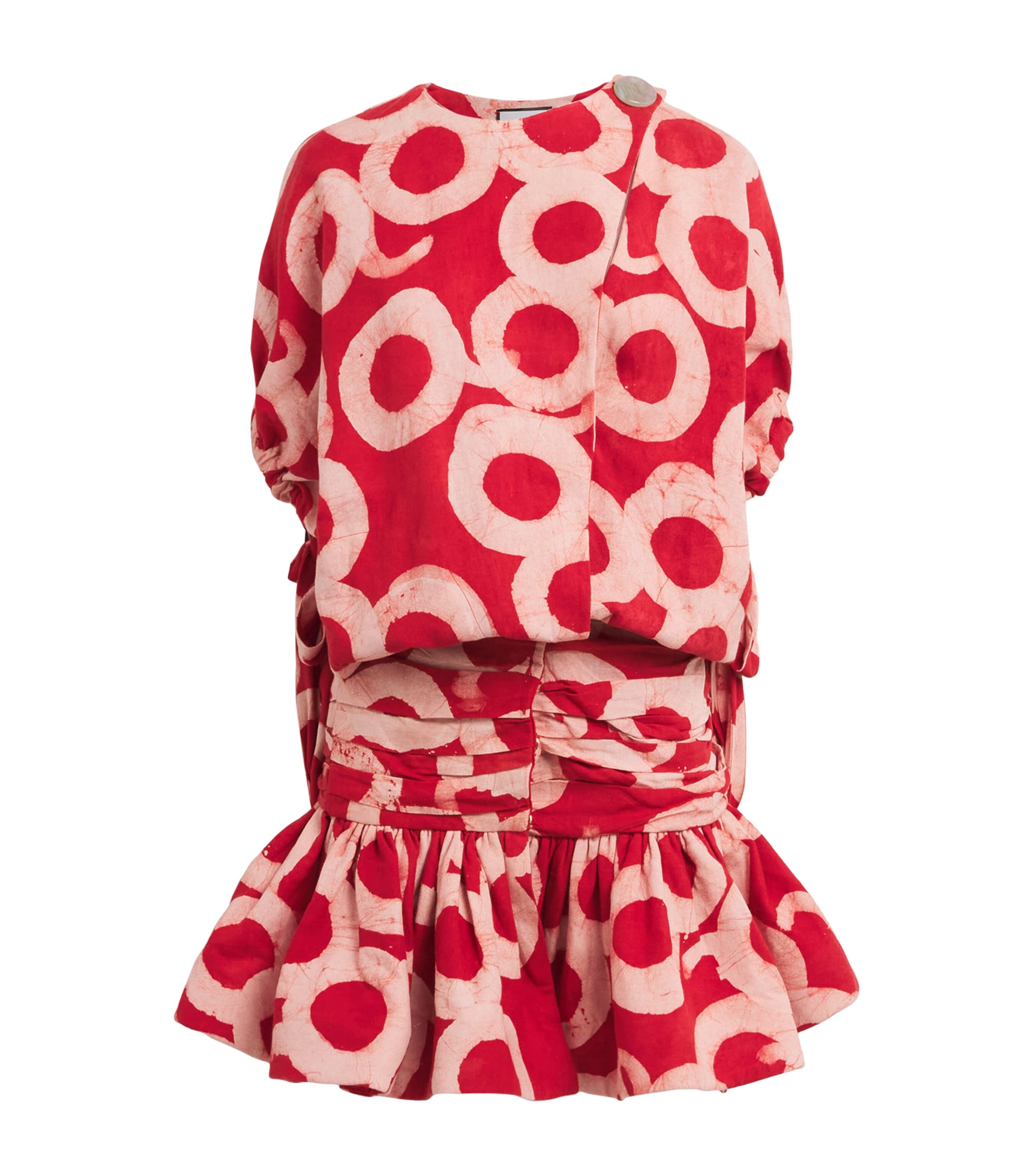 Abiola Olusola Womens Linen AO Mini Dress Red And White