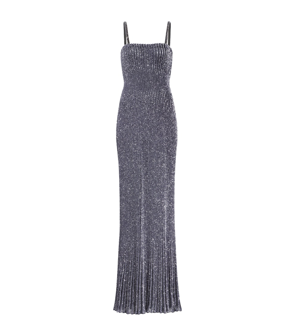 Alaïa Womens Sequinned Maxi Dress Marine