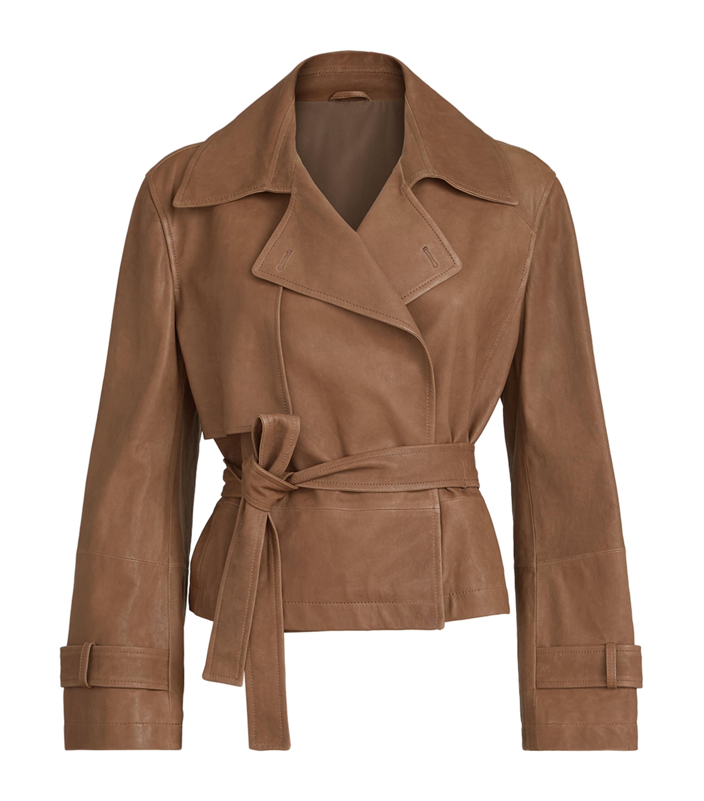 Brunello Cucinelli Womens Nappa Leather Cropped Trench Coat