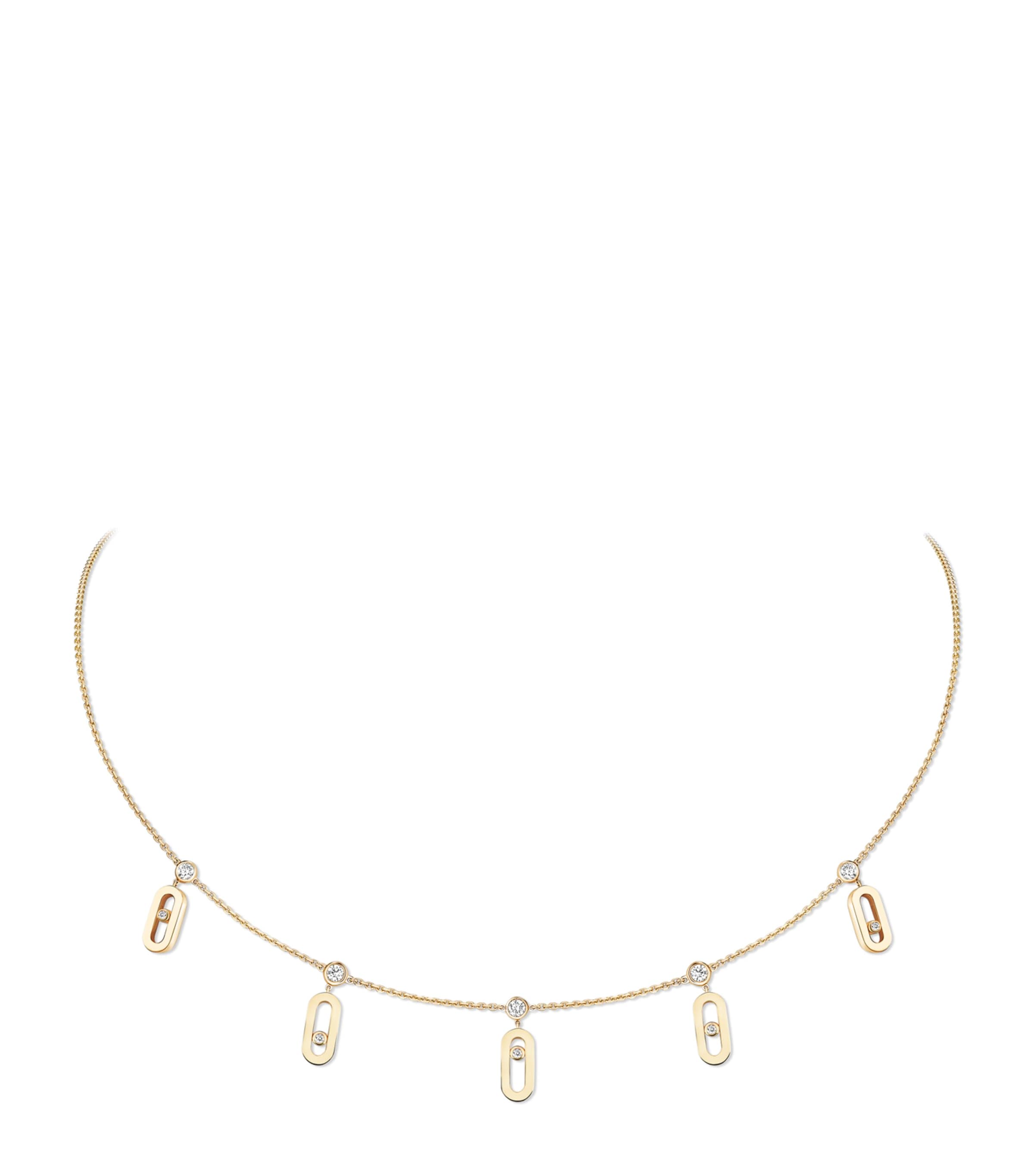 Messika Move Uno Yellow Gold and Diamond Tassel Necklace White Gold