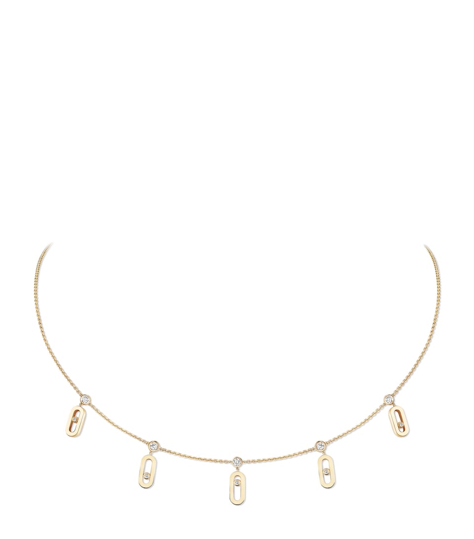 Messika Move Uno Yellow Gold and Diamond Tassel Necklace White Gold