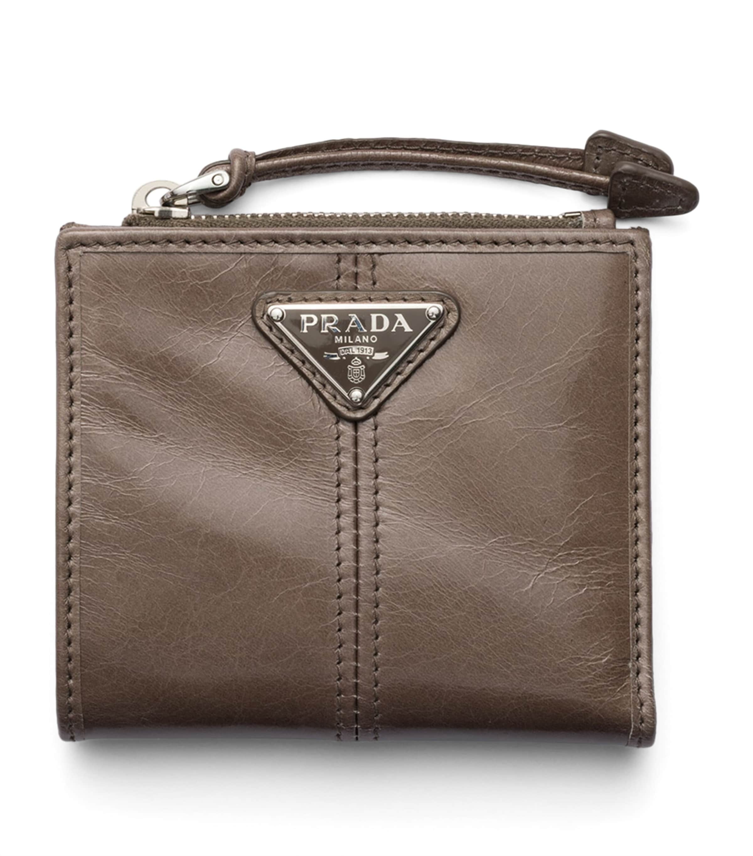 Prada Small Leather Wallet Grey