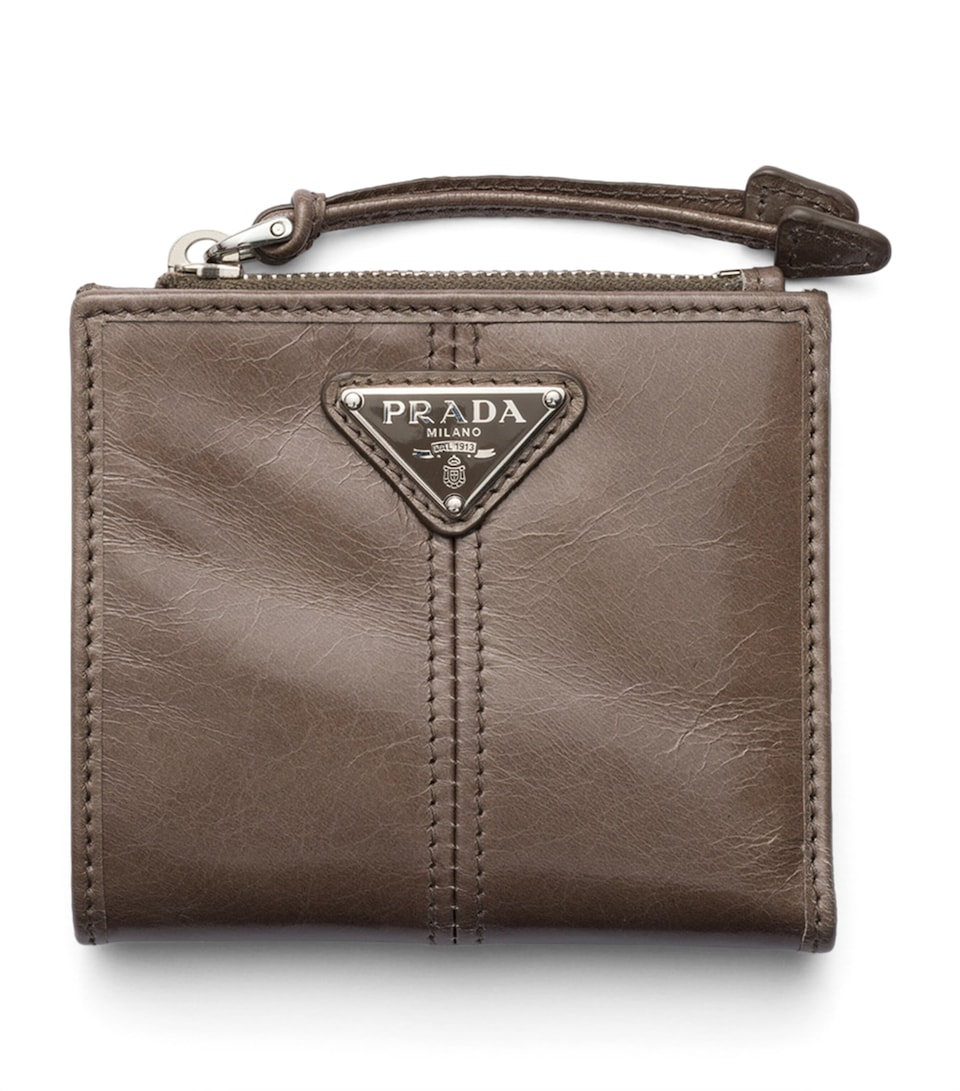 Prada Small Leather Wallet Grey