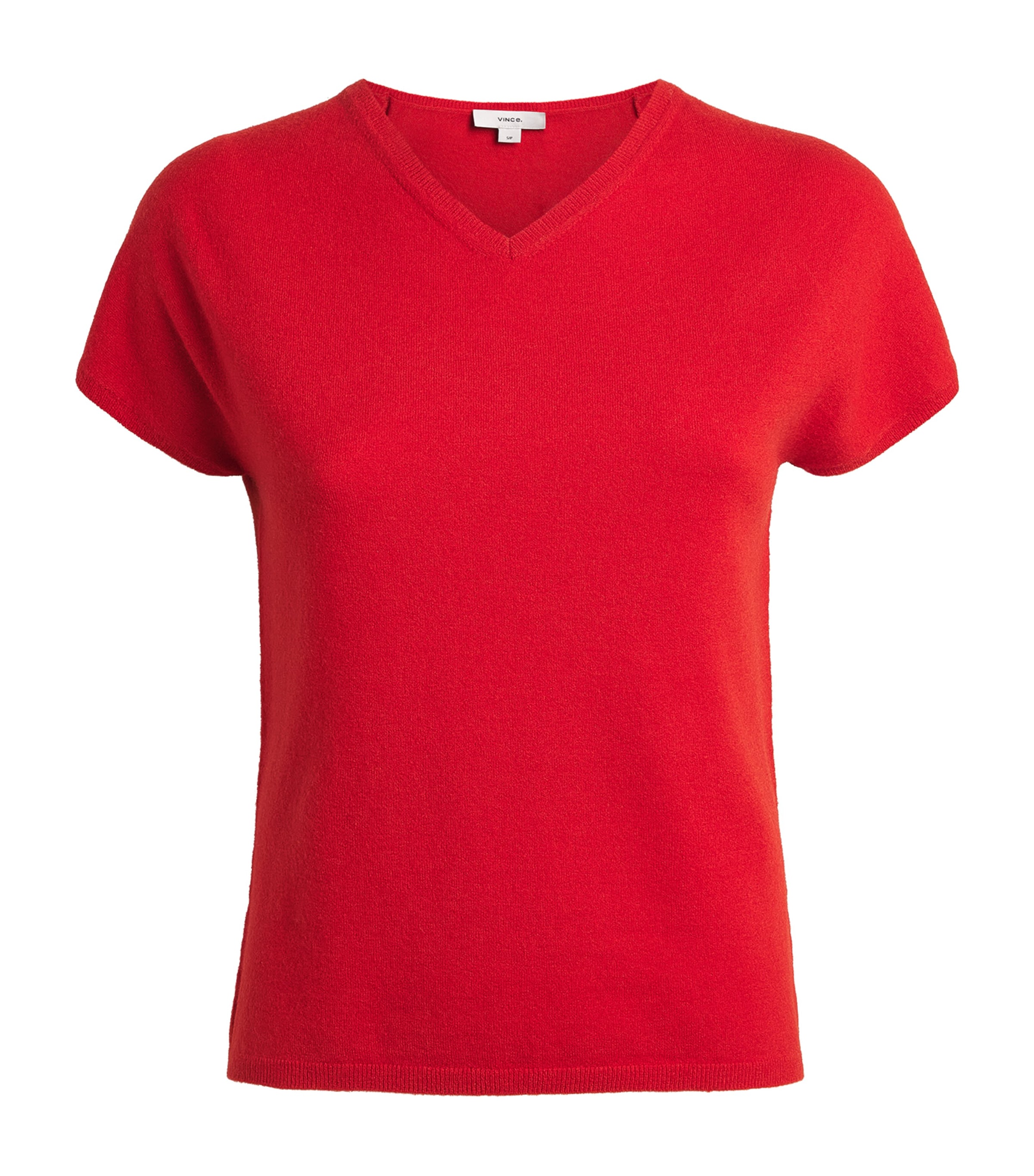 Vince Womens Wool-Cashmere-Blend Short-Sleeve Sweater Poppy