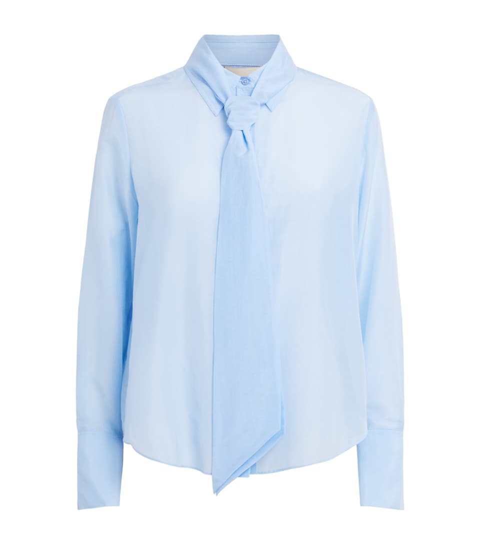 ME+EM Womens Cotton-Silk Cloud Layering Shirt Chambray Blue