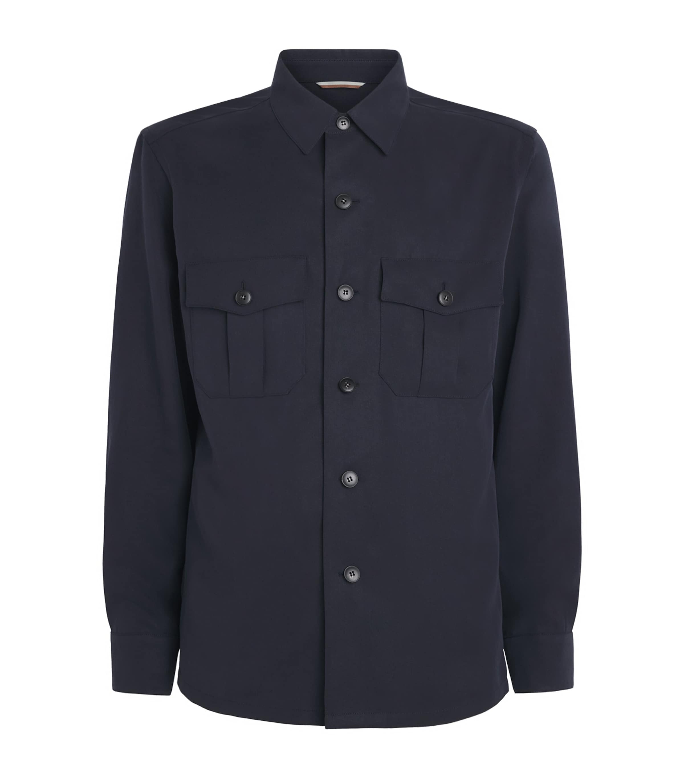 Canali Mens Twill Twin-Pocket Overshirt