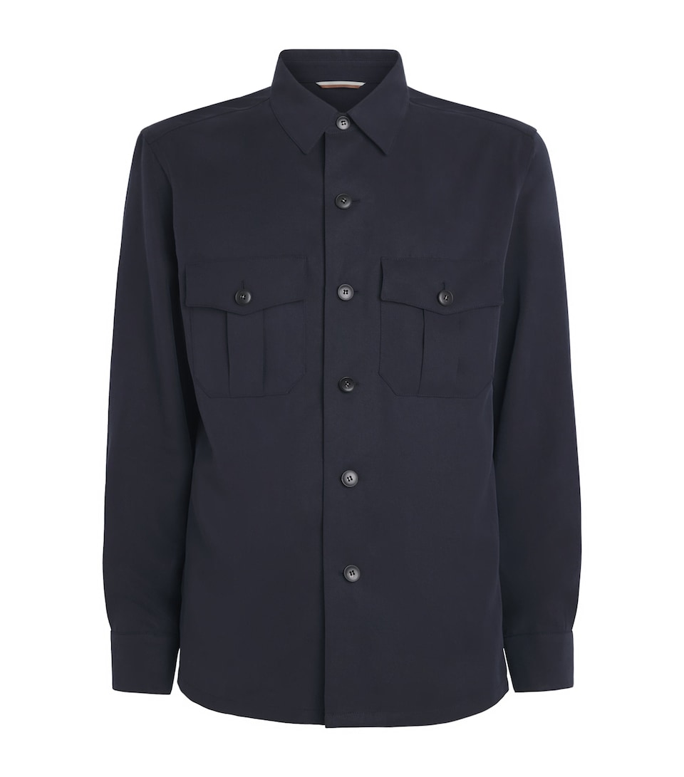 Canali Mens Twill Twin-Pocket Overshirt