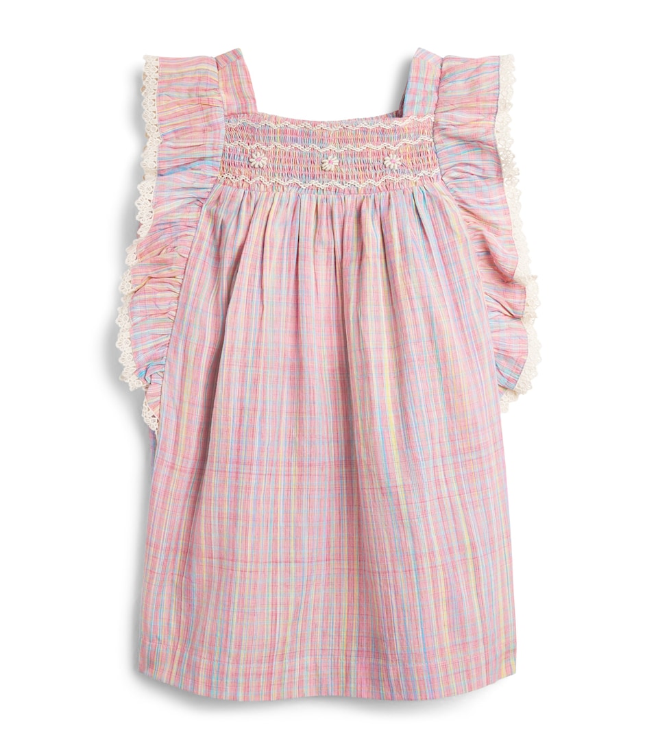 Louise Misha Cotton Martine Dress (3-10 Years) Pink Pomelo Checks