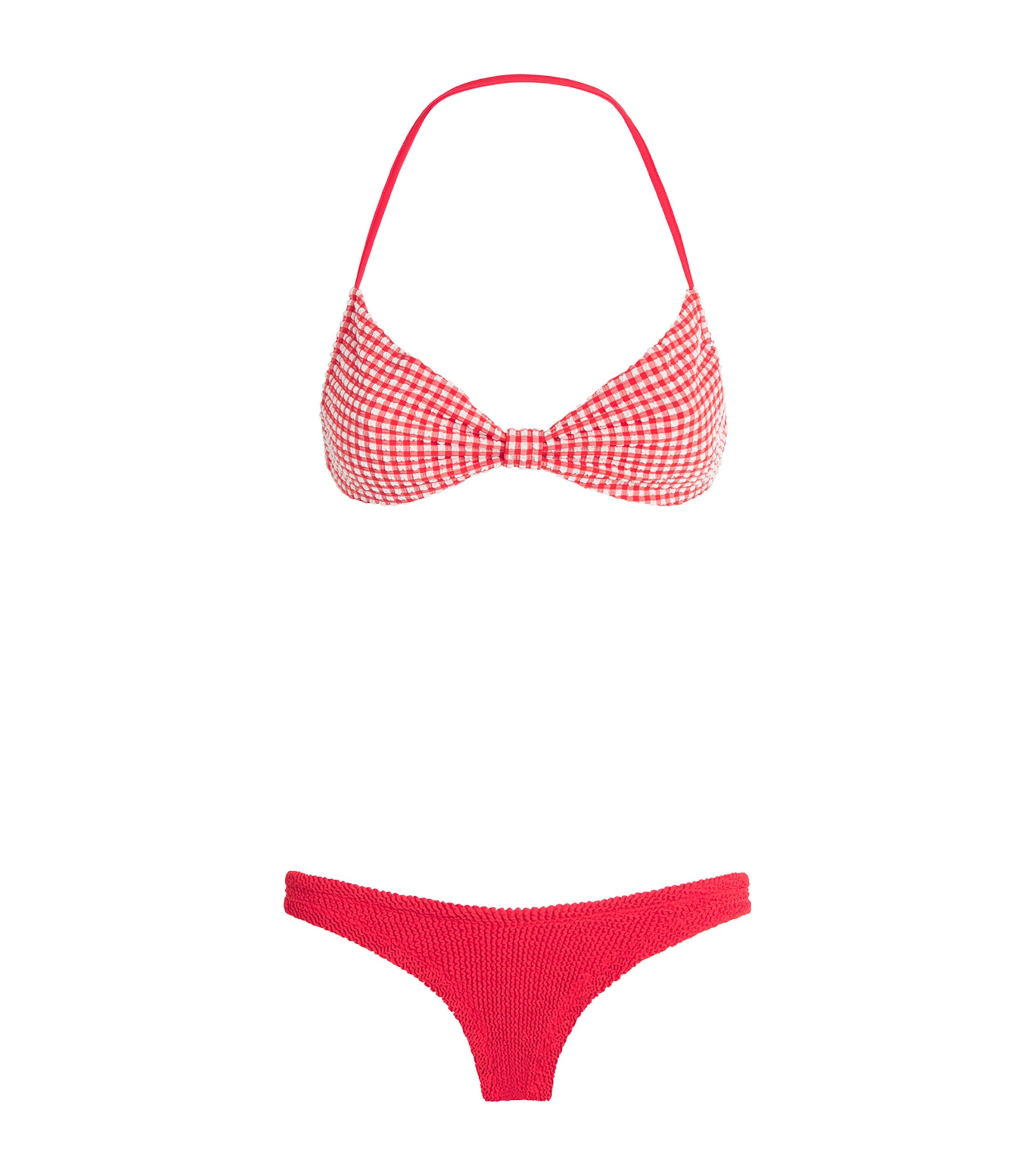 Hunza G Womens Kacey Check Bikini Red/red