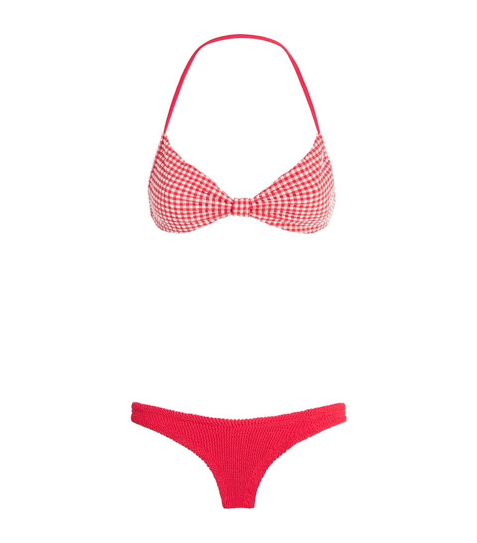 Hunza G Womens Kacey Check Bikini Red/red