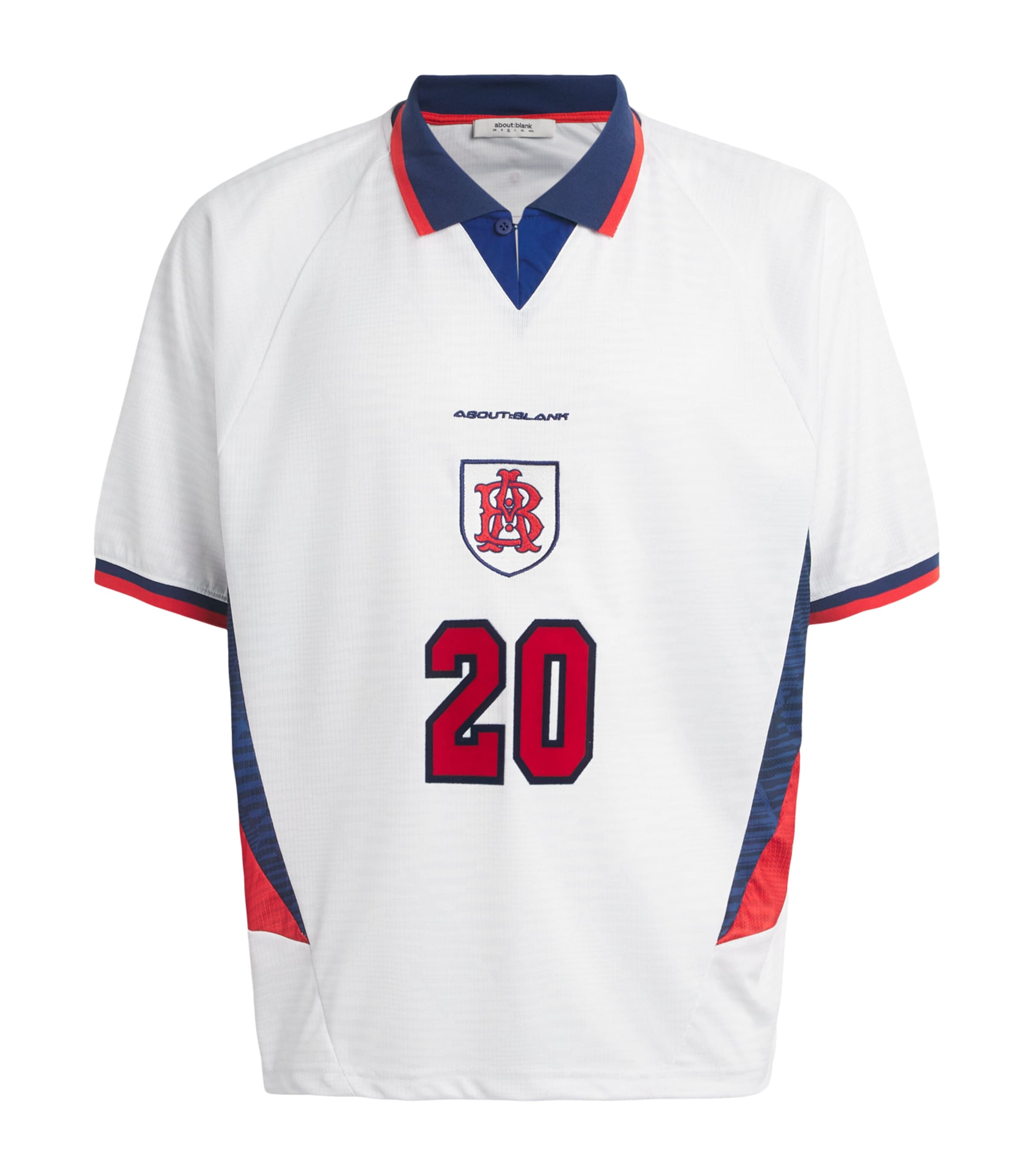 about:blank Mens Monogram Football Jersey T-Shirt Red/white