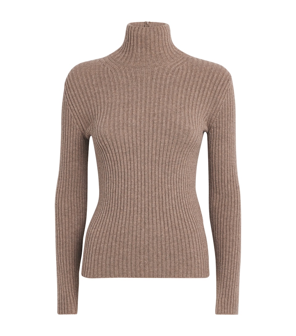 Wool-Blend Ribbed High-Neck Sweater