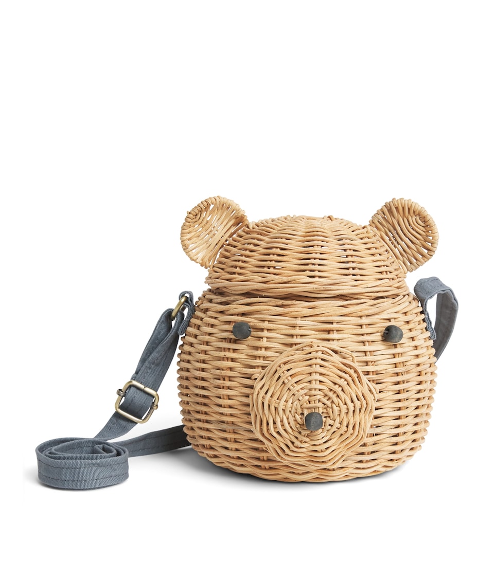 Meri Meri Rattan Bear Cross-Body Bag Multicolored