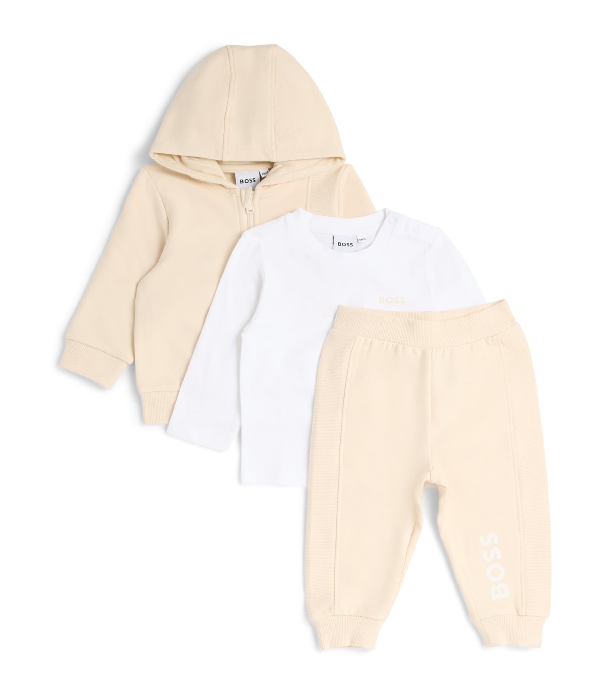 BOSS Kidswear T-Shirt, Hoodie and Sweatpants Set (1-18 Months) New Beige