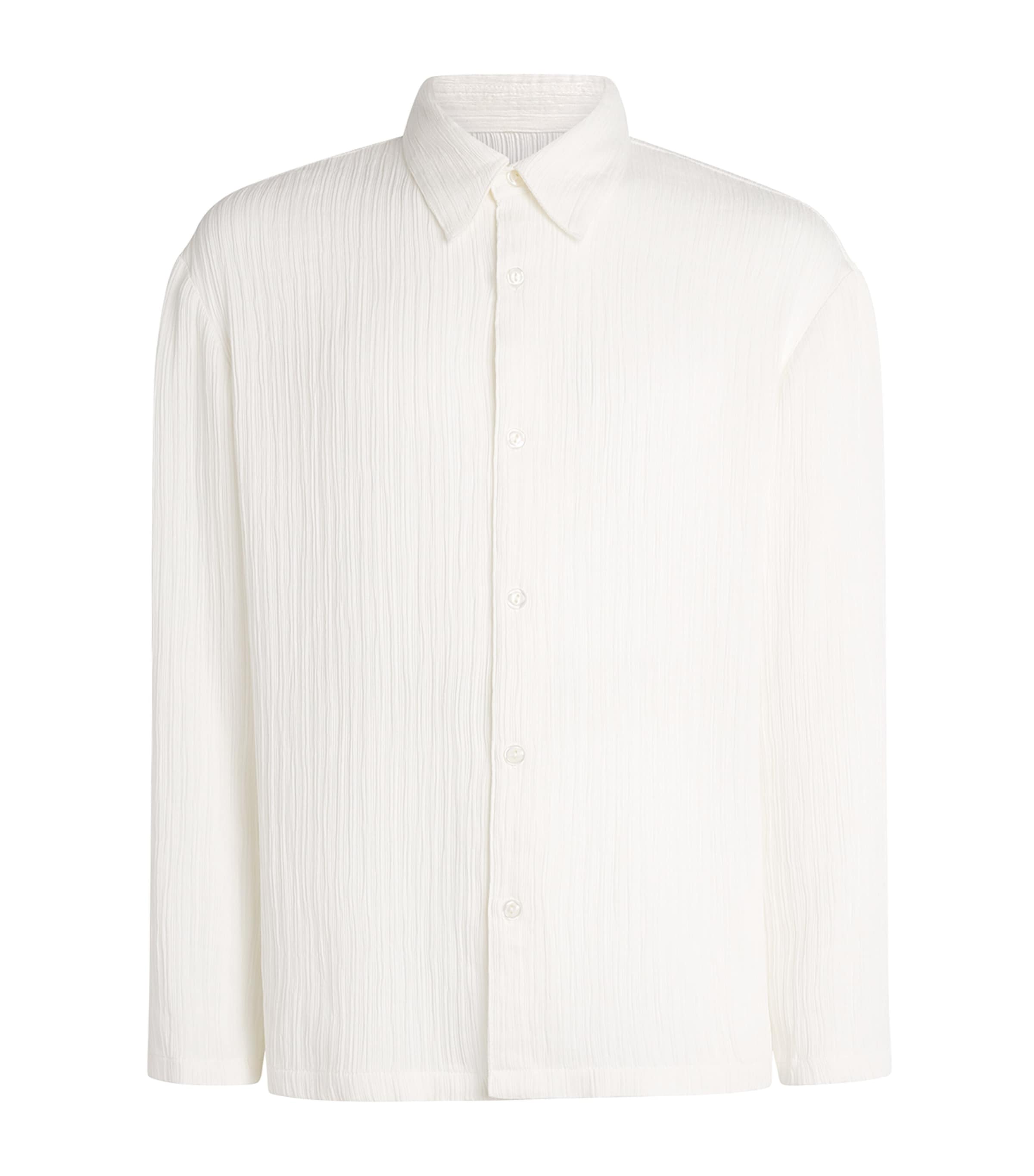 Sandro Paris Mens Loose Fit Crinkle Shirt White