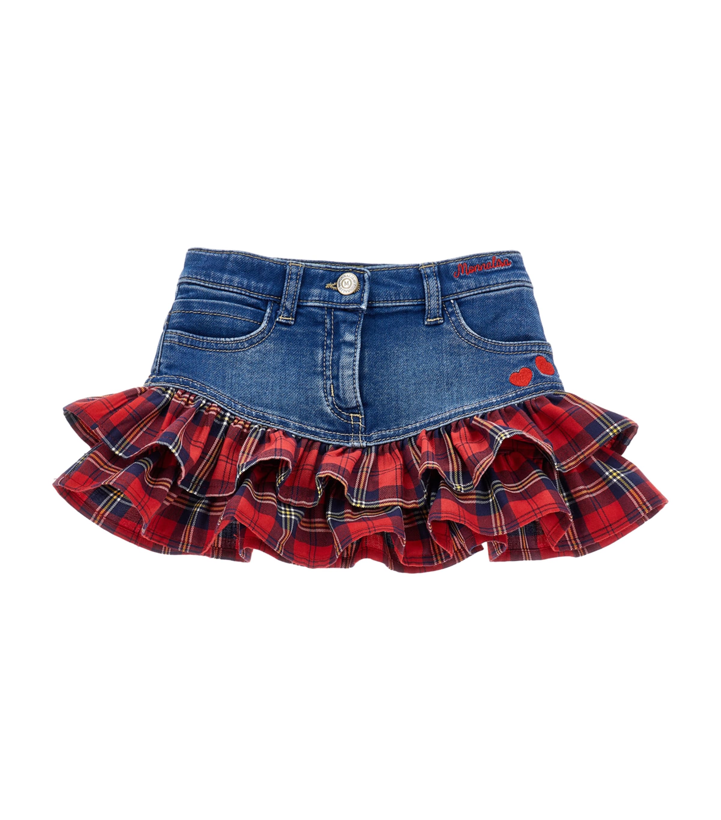 Denim Tartan-Ruffle Mini Skirt (3-36 Months)