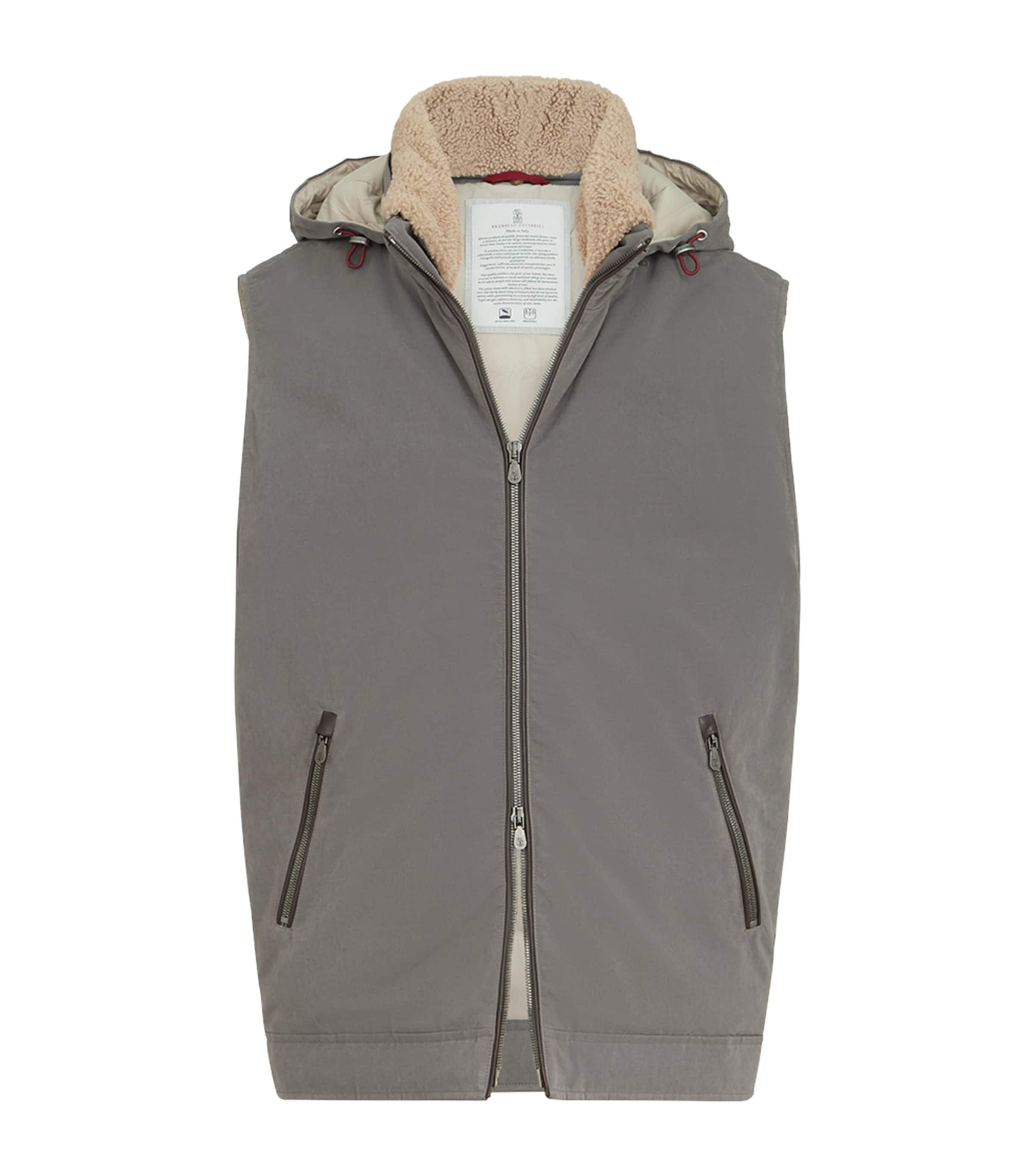 Brunello Cucinelli Mens Waxed Techno Down-Filled Gilet