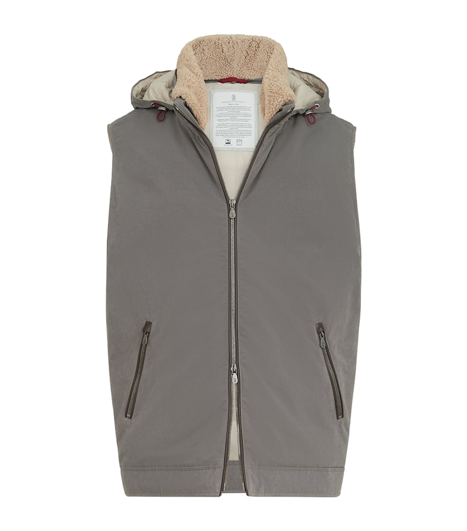 Brunello Cucinelli Mens Waxed Techno Down-Filled Gilet