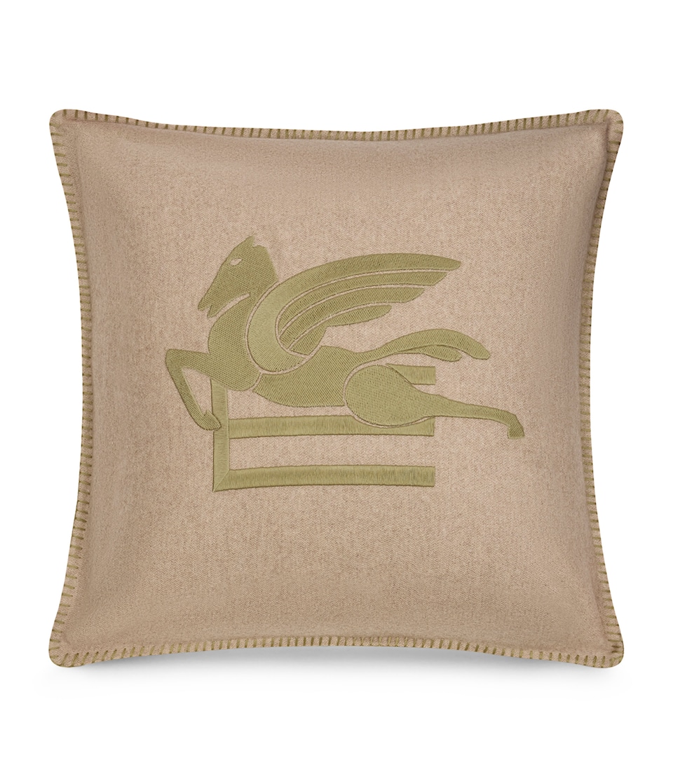 Wool-Blend Embroidered Ribot Cushion (45cm x 45cm)
