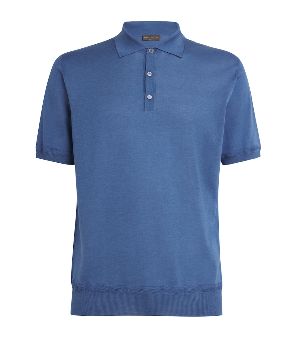 Brett Johnson Mens Cotton-Silk Polo Shirt Ocean